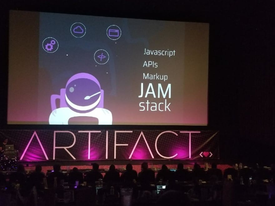 Picture during Divya's presentation about JAMstack