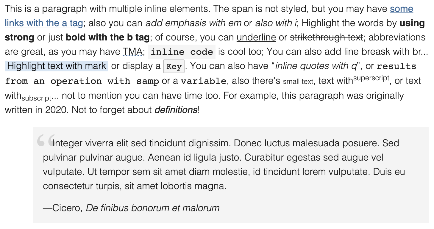 Inline elements on Almond.CSS