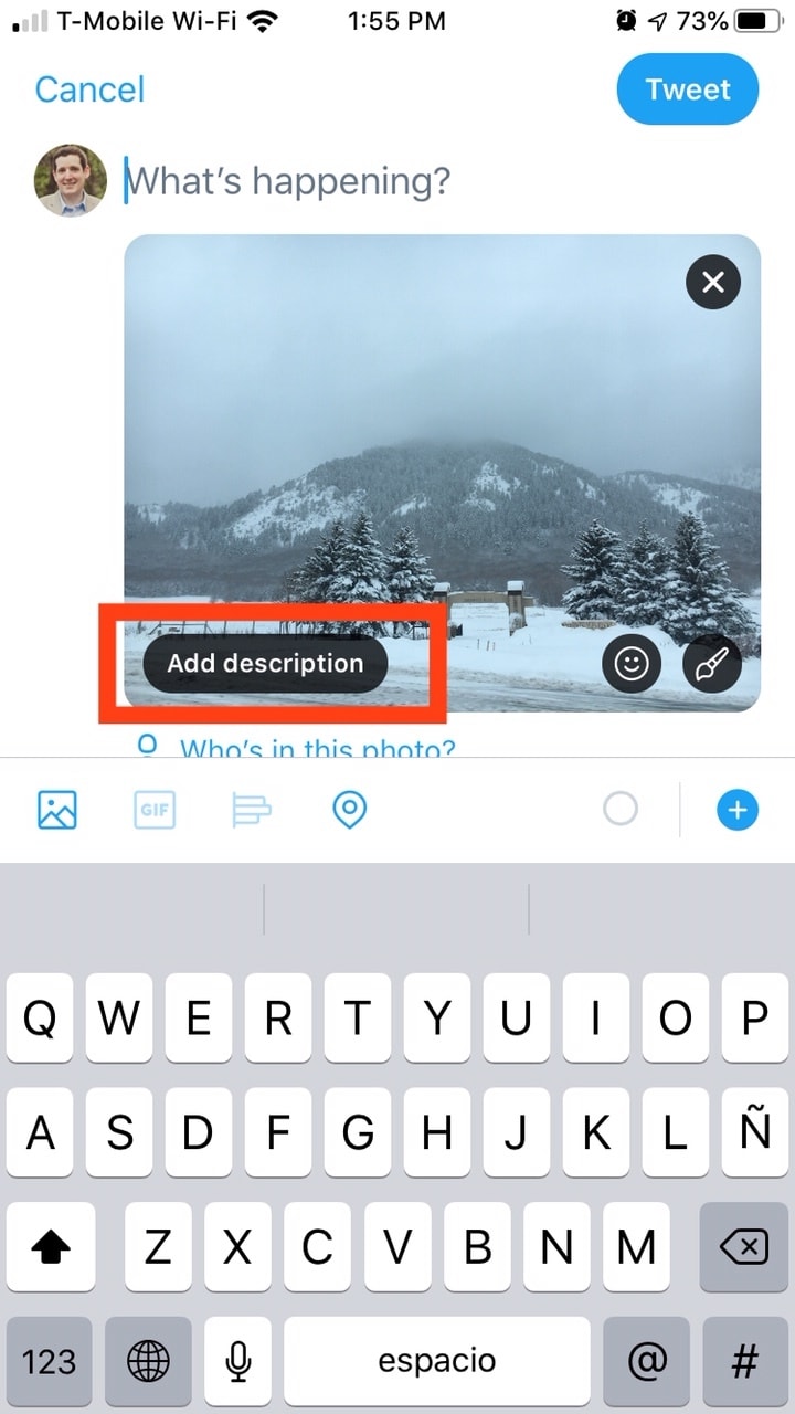 Adding alternative text to images on the Twitter mobile app