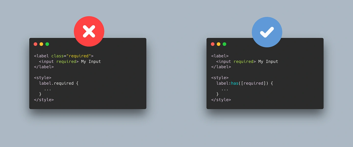 use the required attribute instead of a required class