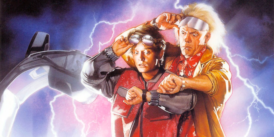 Detail from the movie poster of Back to the Future II