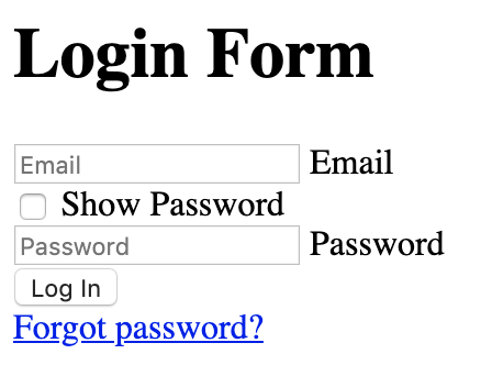 Login form without styles