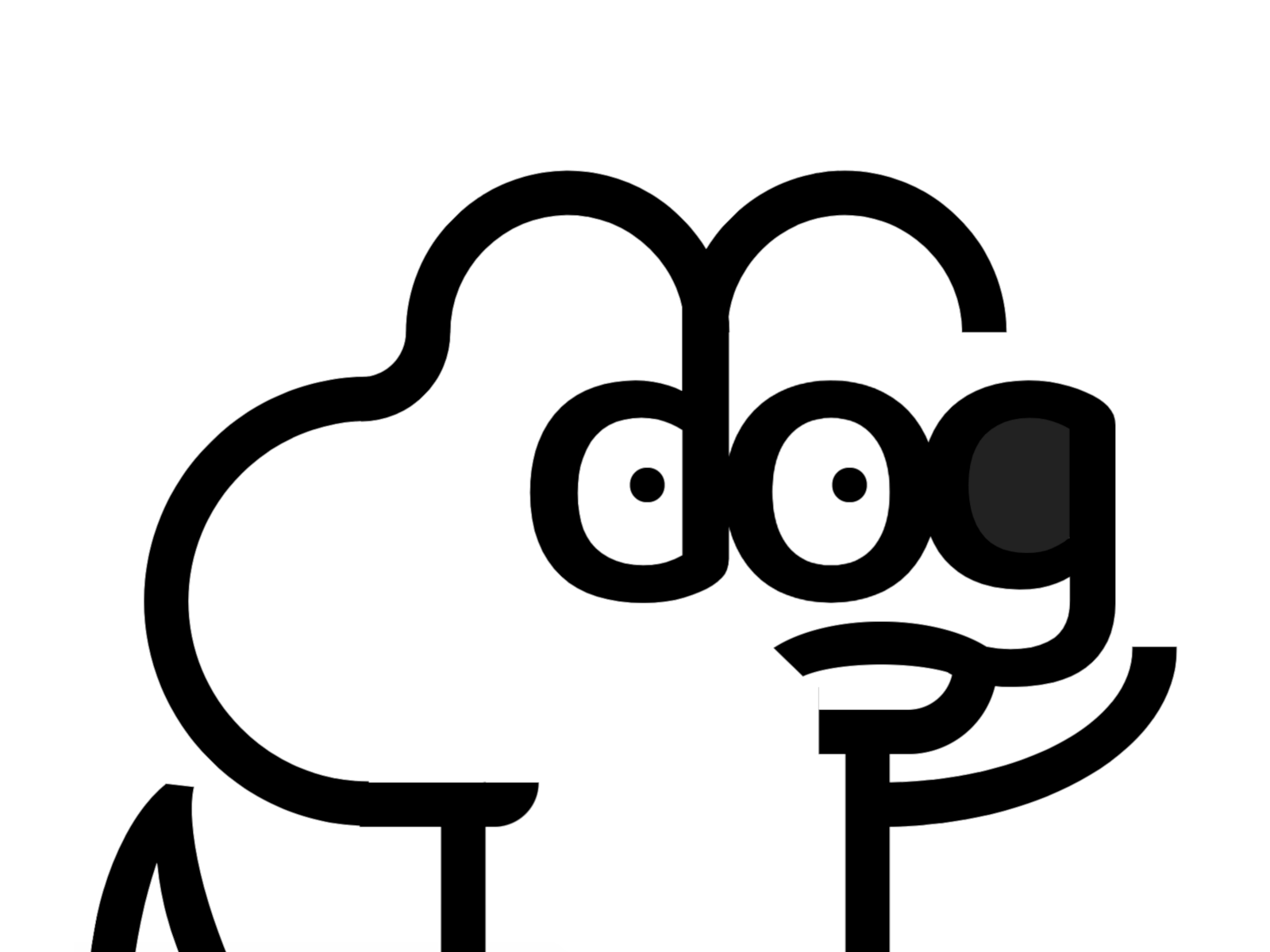 Minimalistic cartoon of a dog