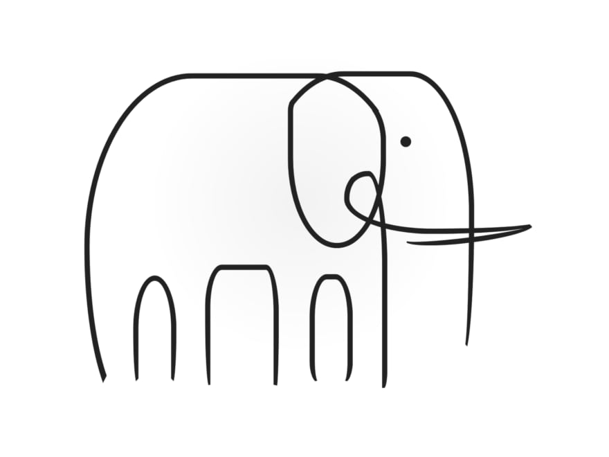 Minimalistic drawing of an elephant