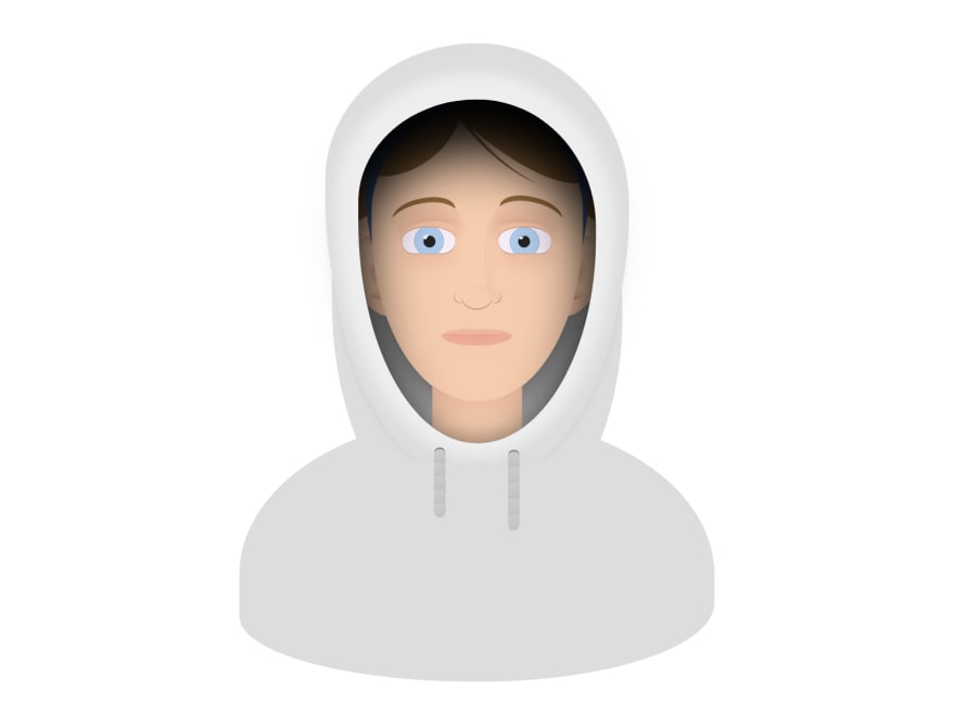 Cartoon of a person wearing a hoodie