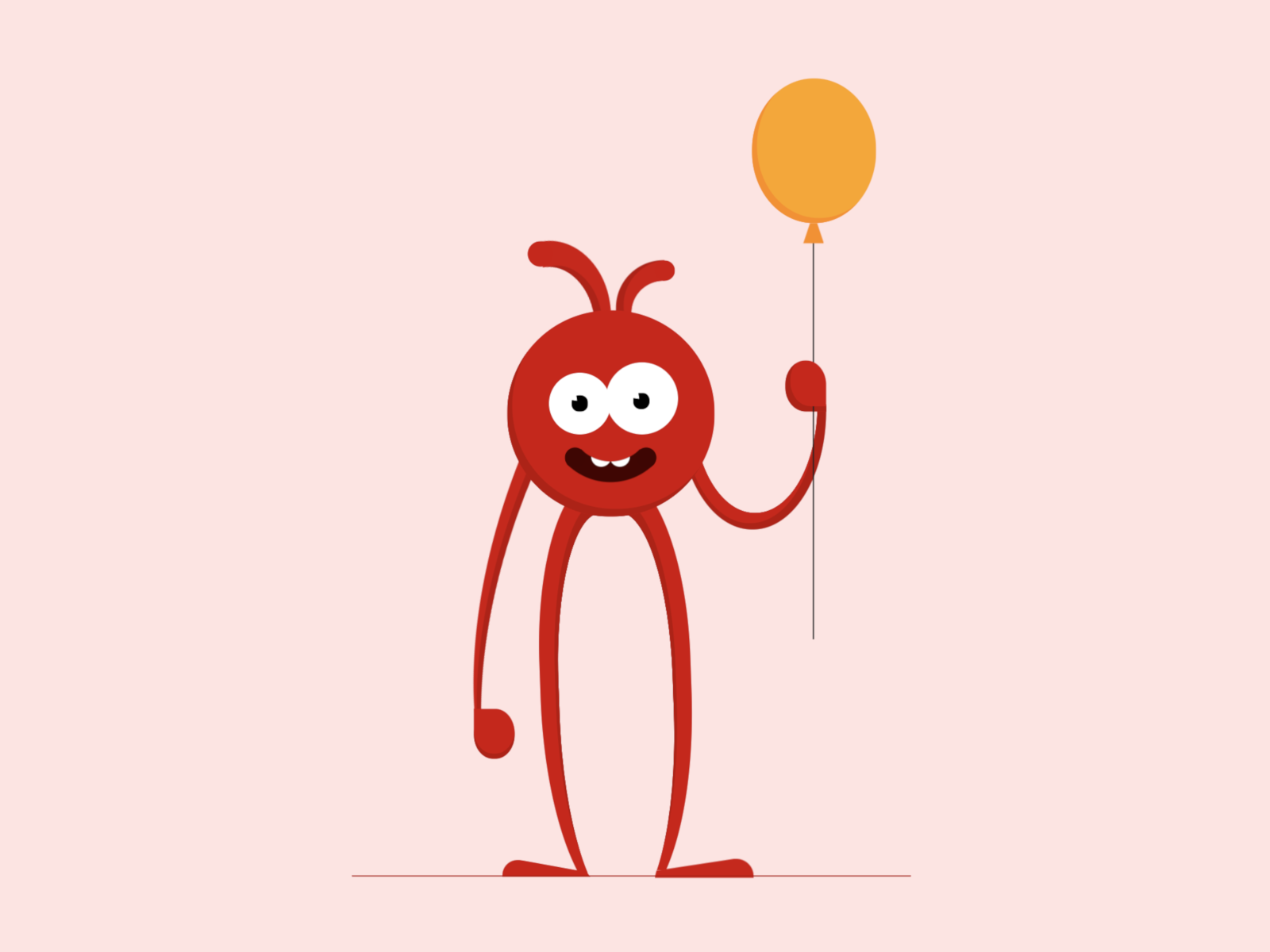 Red monster holding a balloon