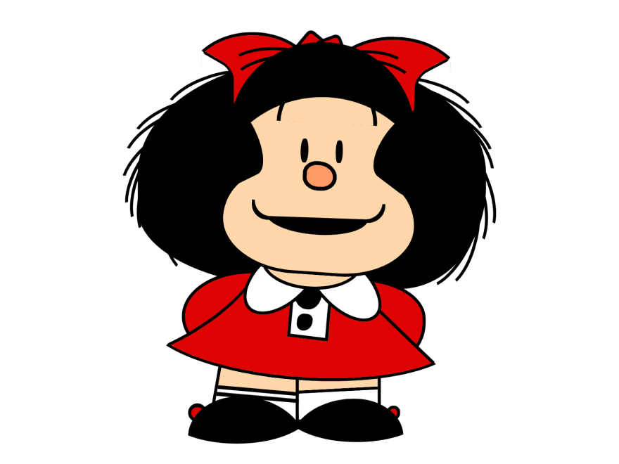 Cartoon of Mafalda, a little girl wearing a dress and a bow on her head