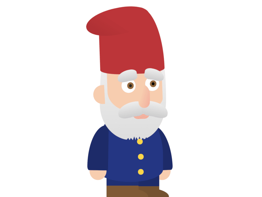 A sad-looking gnome with a hat and small boots