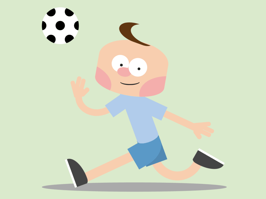 Cartoon of a kid running with a soccer ball