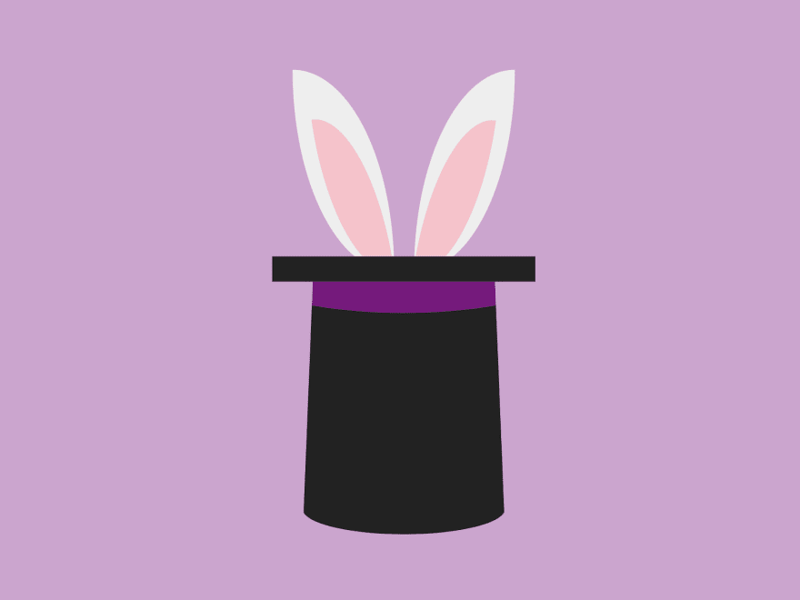 Really simple illustration of a top hat with bunny ears poking out