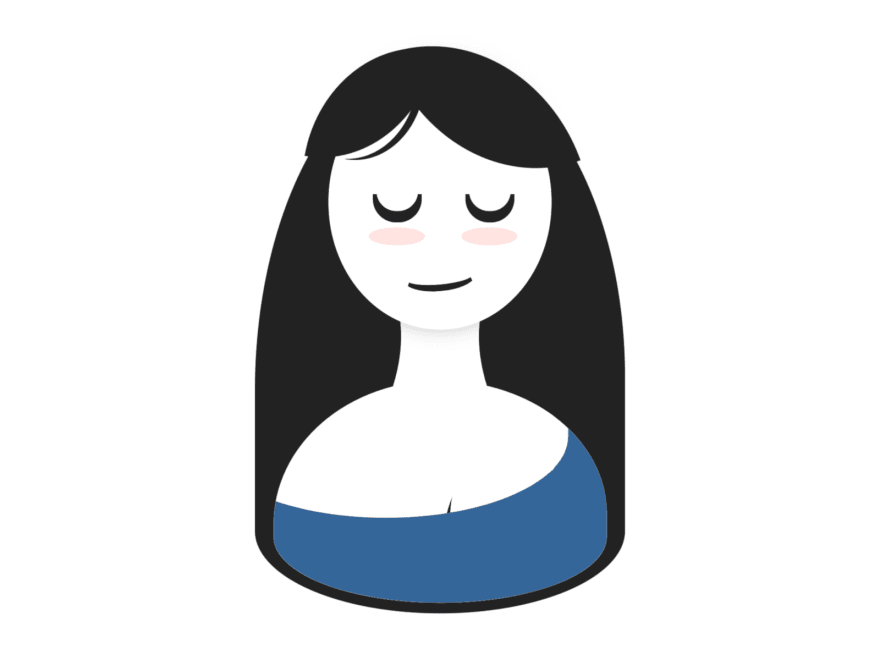 Illustration of a woman smiling with her eyes closed