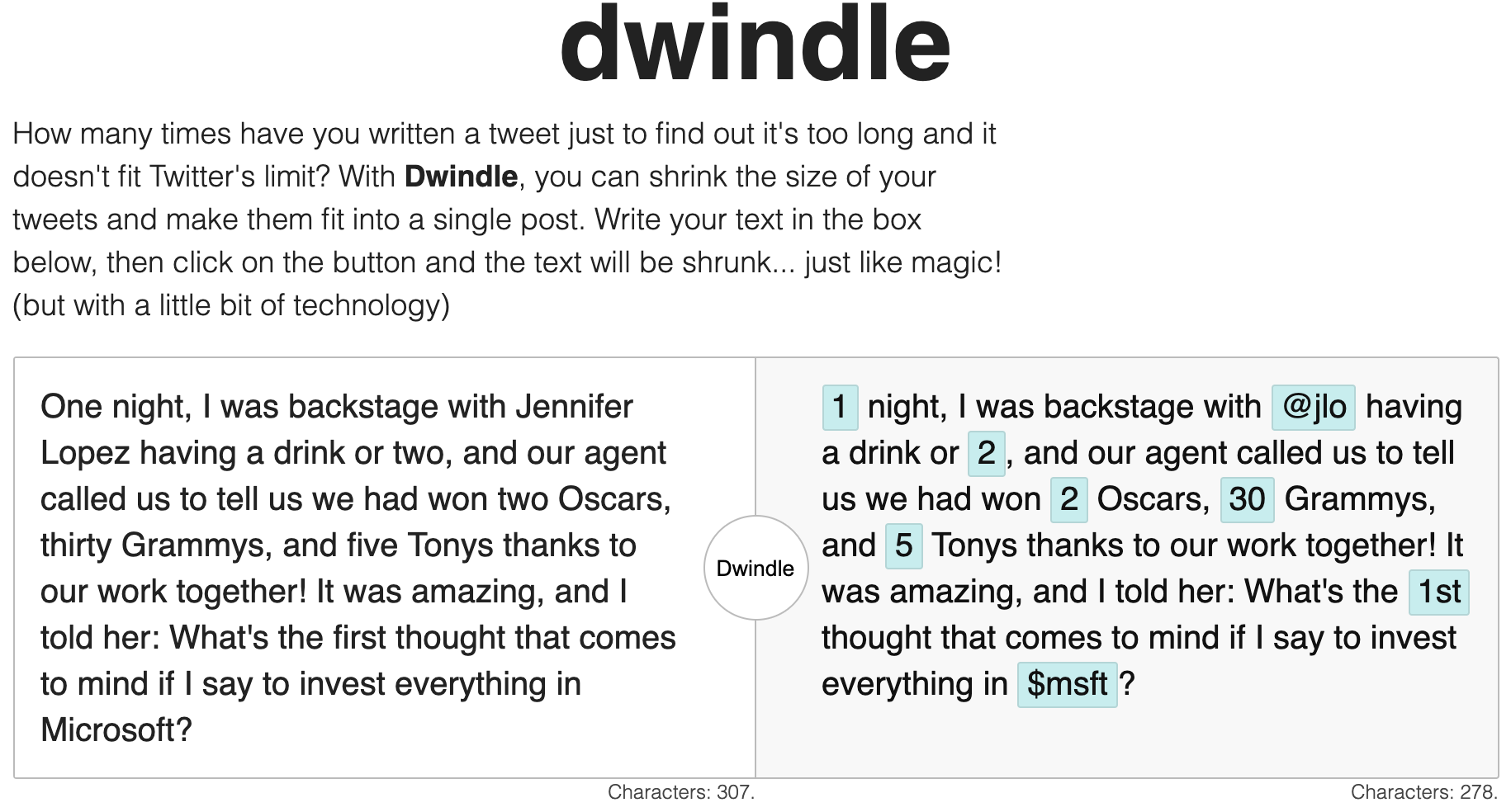 Screenshot of dwindle after replacing some text, the translated part is plain text but the replaced words are now highlighted and boxed