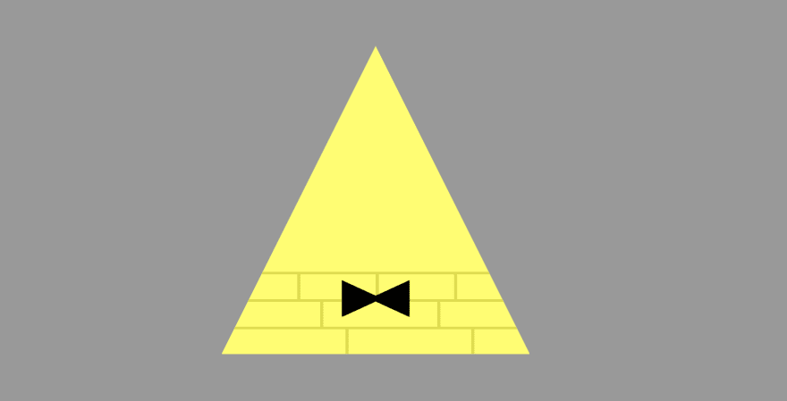 A triangle with a brick pattern and a black bowtie