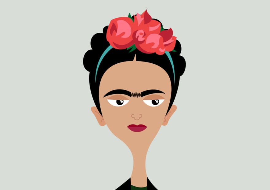 Cartoon version of Frida Kahlo