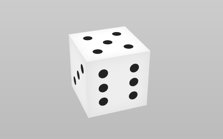 Cartoon of a three dimensional dice