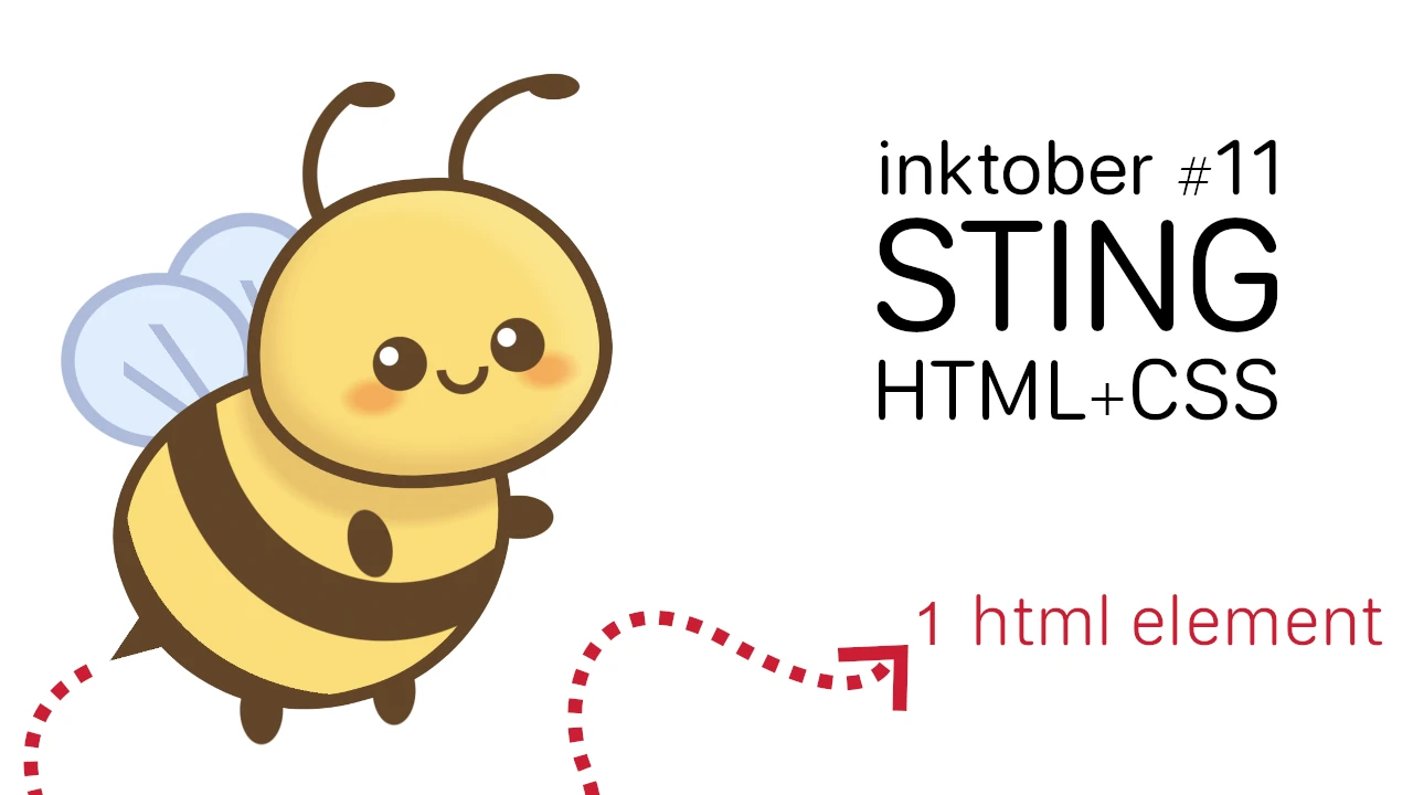 A bee with the text Inktober 11 sting