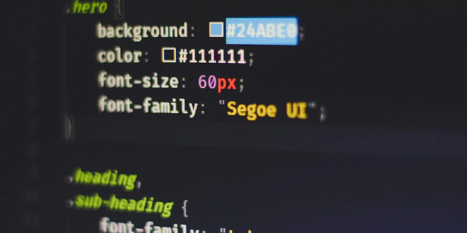 Screenshot of CSS code