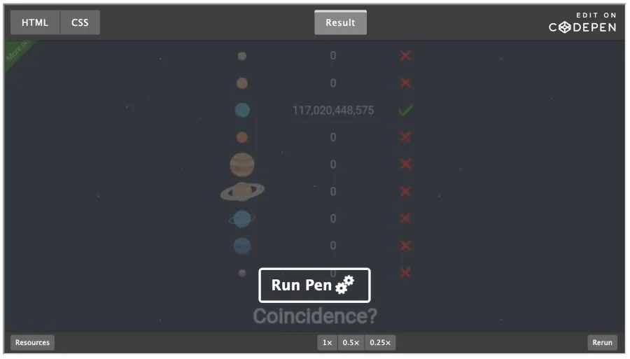 Screenshot of a CodePen Embed