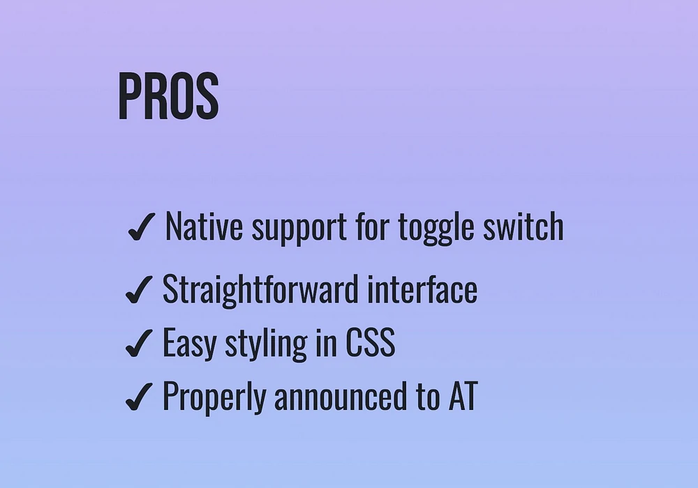 Summary of pros in image format