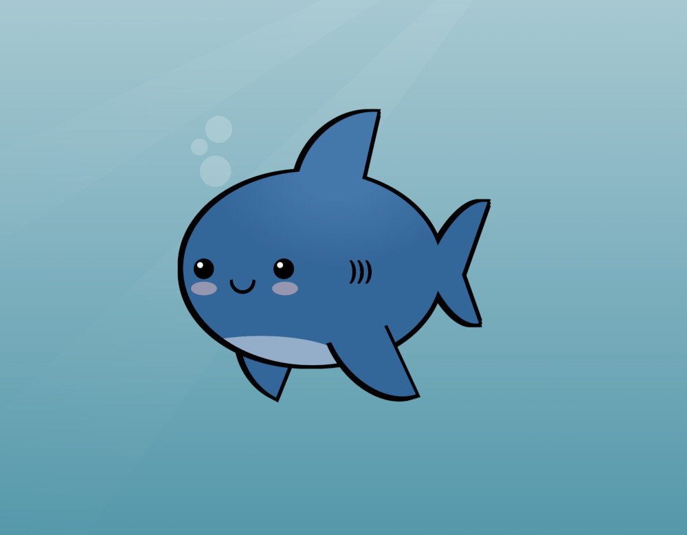 Cartoon of a shark (kawaii style)