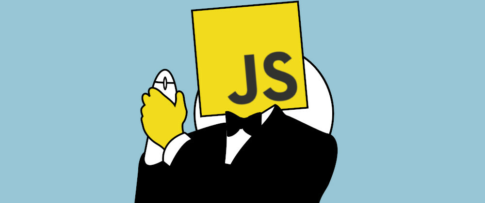 the JavaScript logo wearing a suit