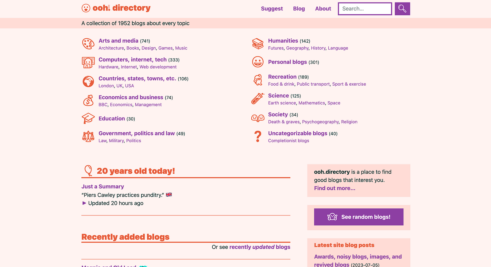 Screenshot of ooh directory