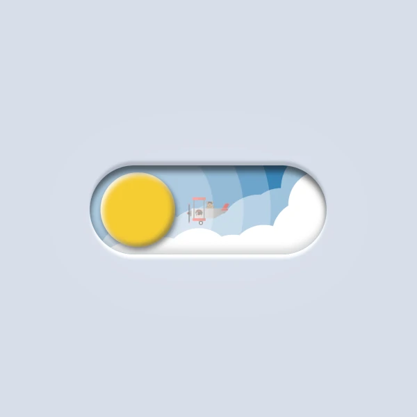a toggle with the sun and an airplane