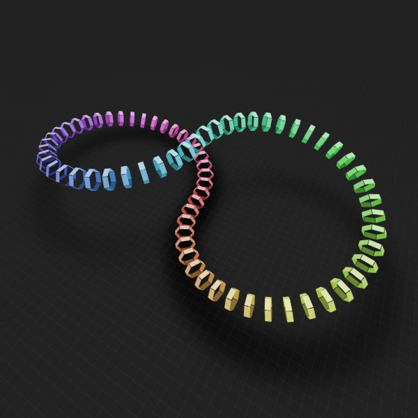 a multicolor chain made of hexagons