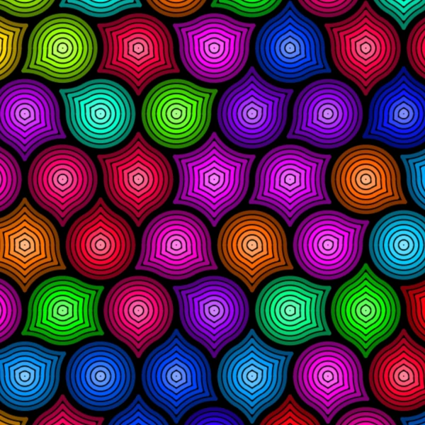 irregular shapes filling the screen with color