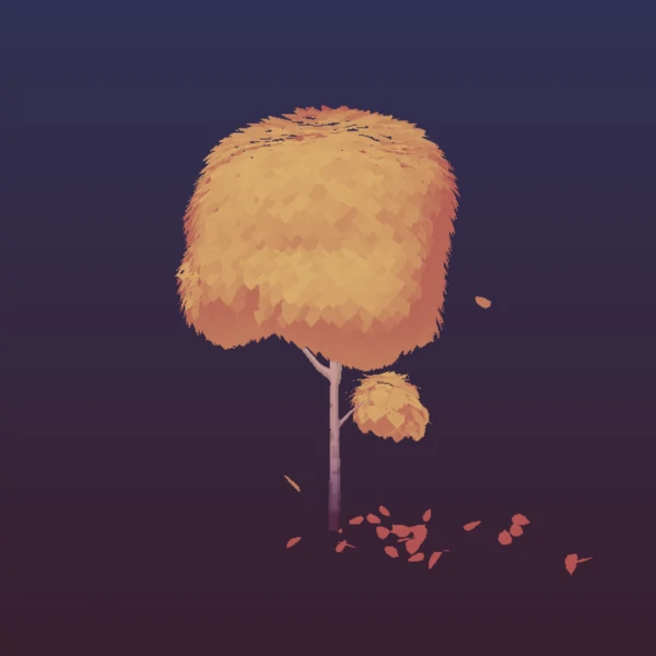 a tree with leaves falling