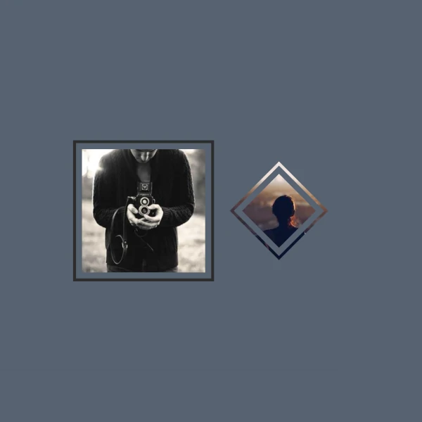 two images, one squared and the other one cut in a rombus