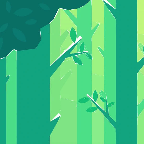 illustration of a forest in different shades of green