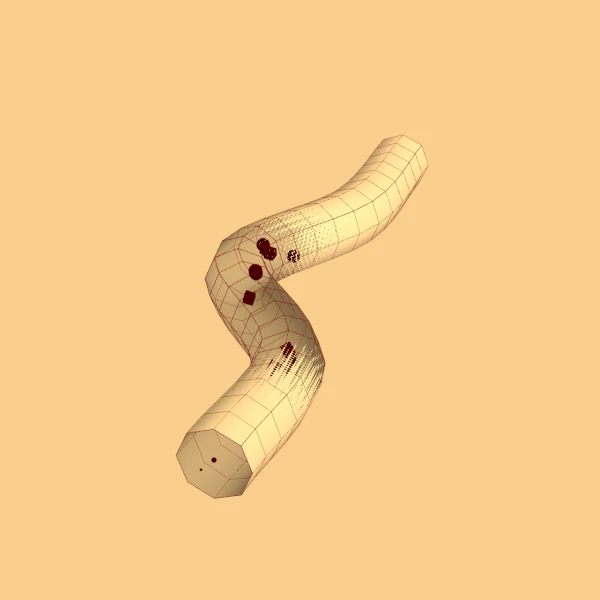 section of a tube with particles flowing in it