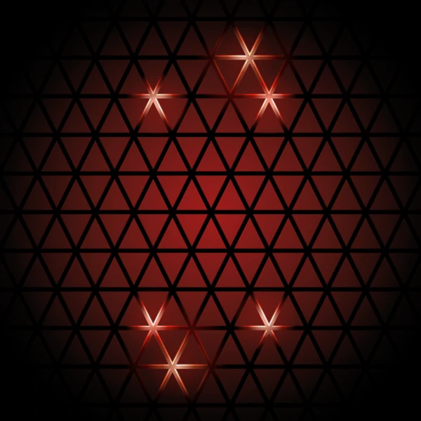 an illuminated metallic grid