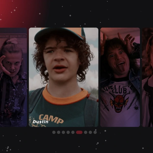 screenshot of a slider with the characters from tv show Stranger Things