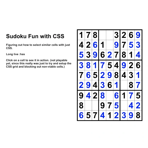 screenshot of sudoku and instructions