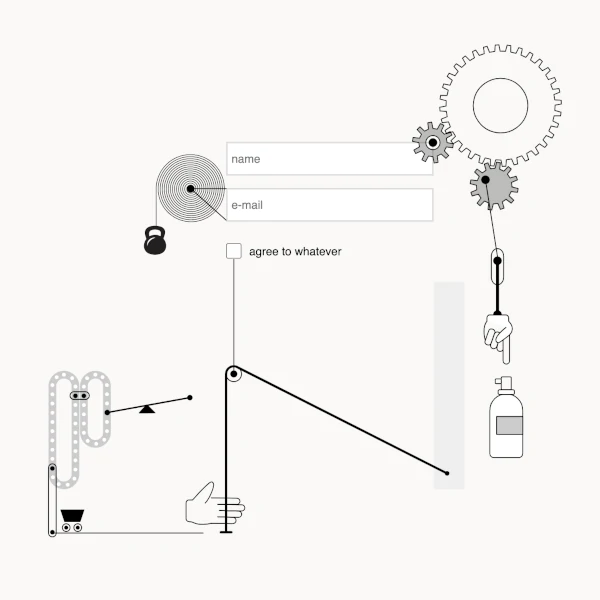 An overcomplicated machine attached to a form