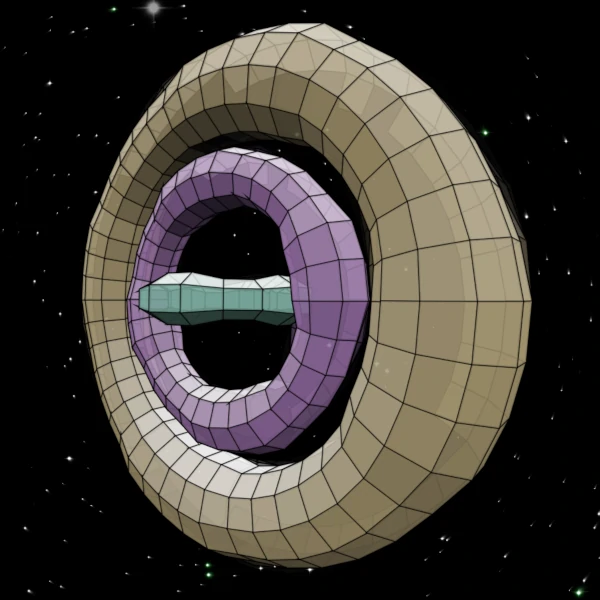 Three discs floating in space