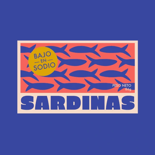 illustration of a sardines' can label