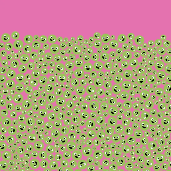 Illustration of smiling peas with eyes