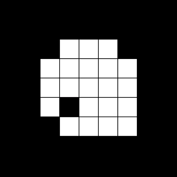 a grid of white boxes over a dark background