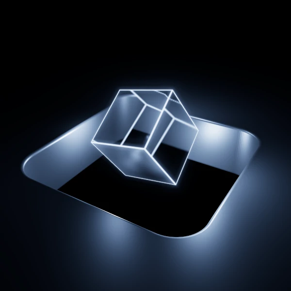 A spinning cube over a square hole