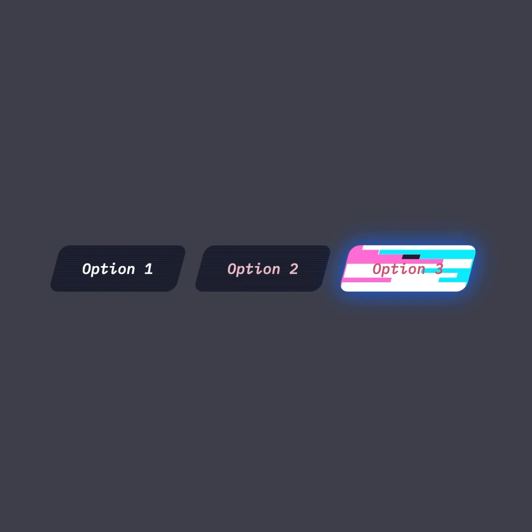 Screenshot of radio buttons that look like buttons with bright colors