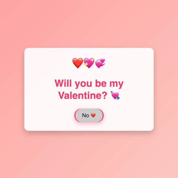 form asking if the person wants to be their valentine