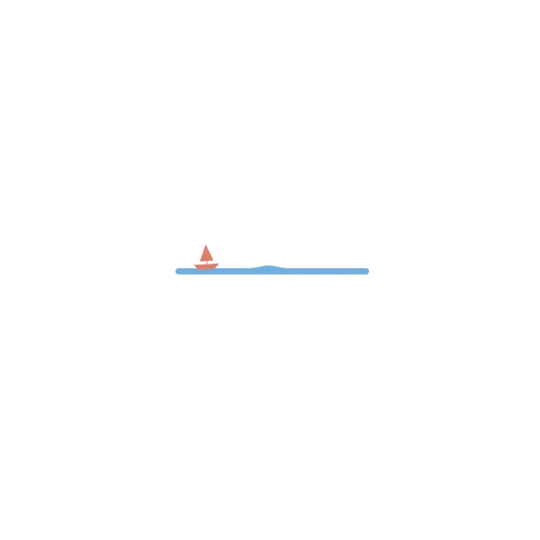 A paper boat floating over a calmed sea with a way