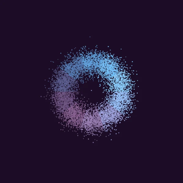 A circle made out of circles in different tones of pink and purple