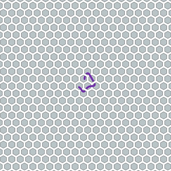 a linear worm moves around a hive made out of white and gray hexagons