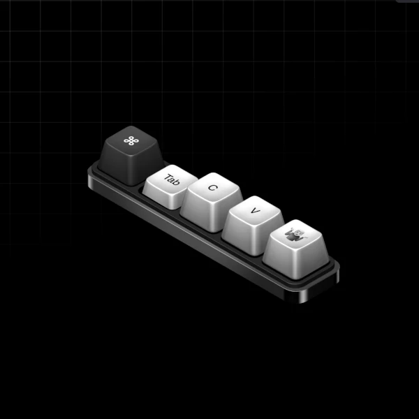 keyboard with only 5 keys: AI, tab, C, V, and confused emoji