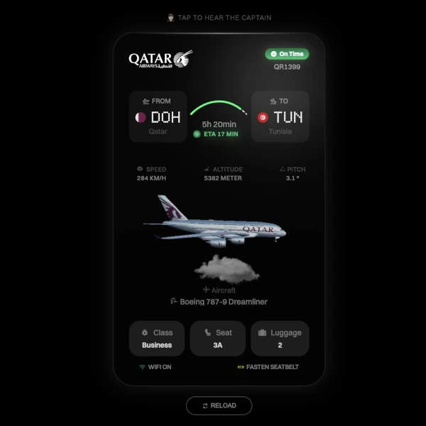 card with flight information