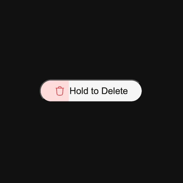 A button with the text hold to delete